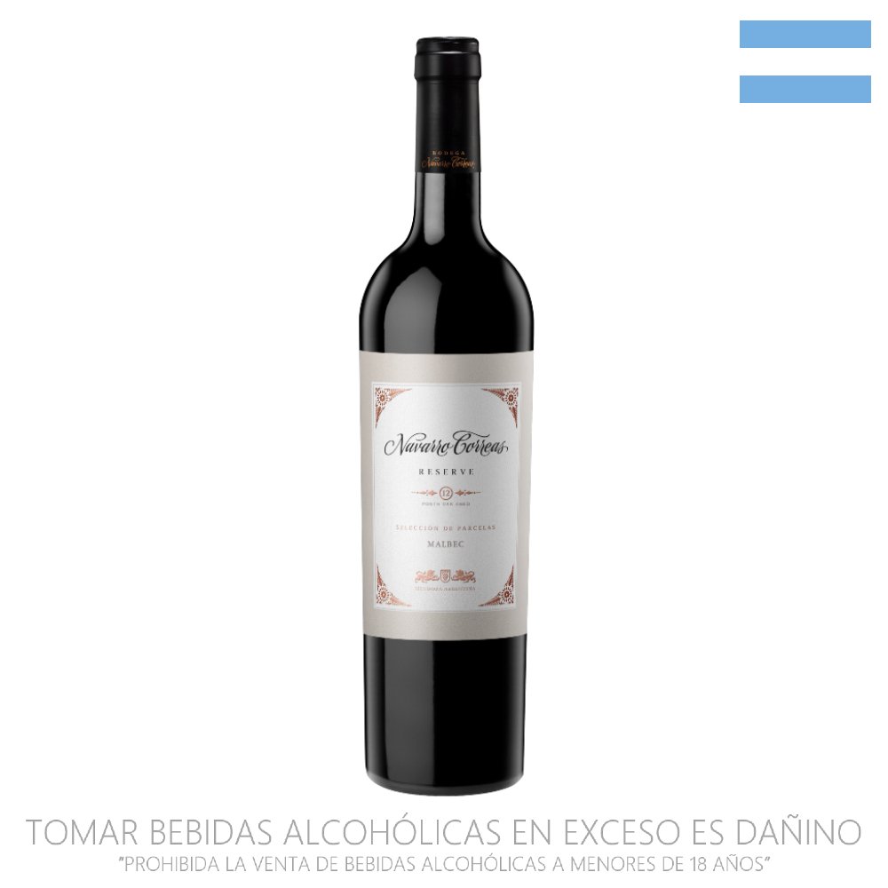 Vino Tinto Navarro Correas malbec reserva selección parcelas 750 ml.