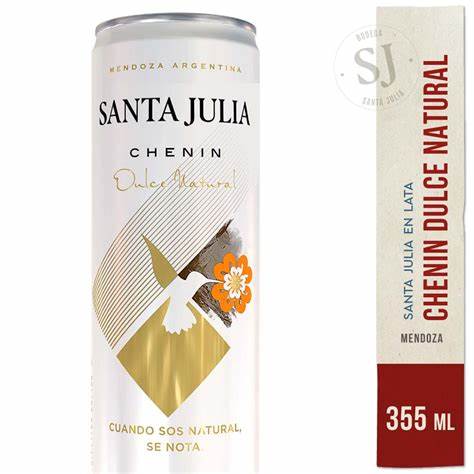 Vino Blanco Santa Julia Chenin Dulce Lata de 355 ml.