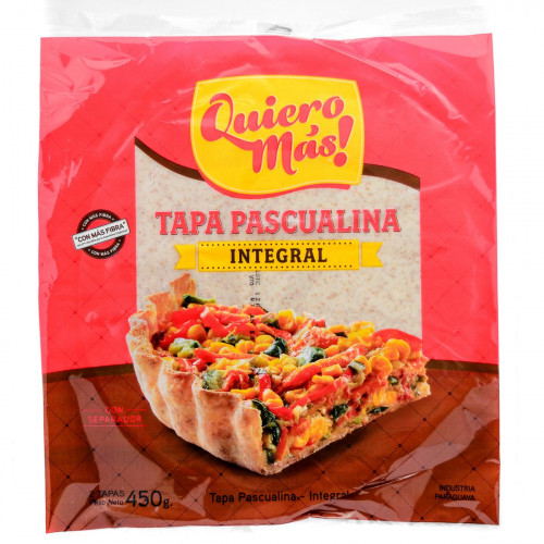 Tapa para Pascualina integral Quiero Mas x 2 Uni.