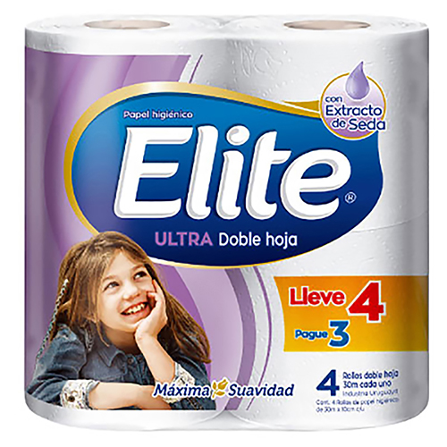 PAPEL HIGIÉNICO ULTRA DOBLE DE 30 METROS ELITE 4 UNIDADES