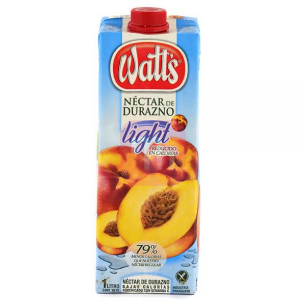 Jugo Watts Nectar durazno light de 1.000 ml.