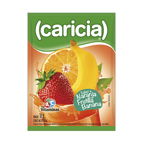 Refresco Caricia Naranja/Frutilla/Banana de 20 gr.