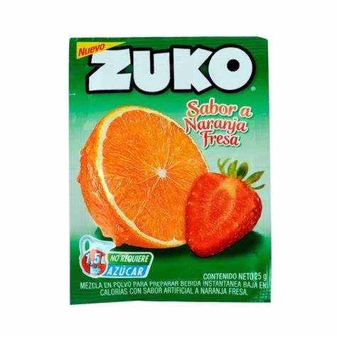 Jugo en Polvo Zuko Naranja - Frutilla - Banana de 2.000 ml.