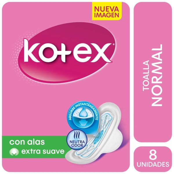 TOALLITAS HIGIEN KOTEX FEM NORMAL C/ALAS 8 UND