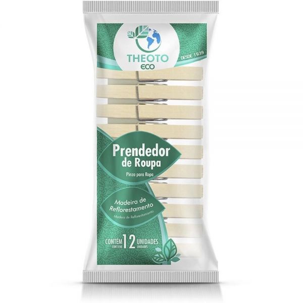 PINZA P/ROPA MADERA THEOTO x12un