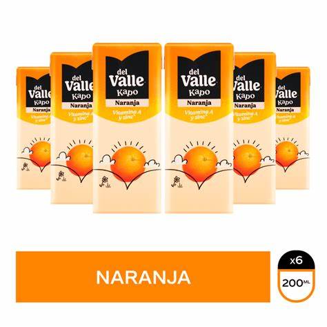 Jugo Del Valle Kapo Naranja de 200 ml Pack x 6 Uni.